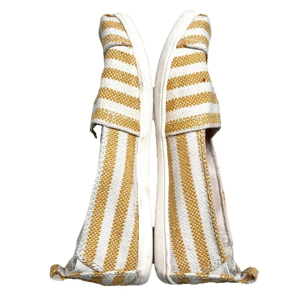 Mad Love Shoes Womens 8 Lydia Loafers Yellow White Striped Casual Comfort Flats